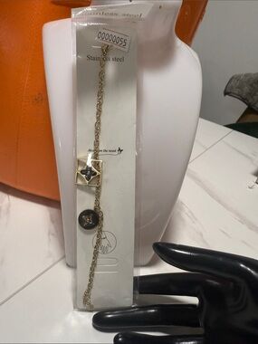 Gold-Tone Stainless Steel Charm Bracelet